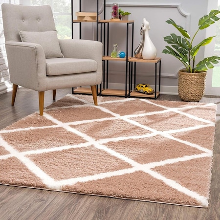 Palacedesigns 5 x 8 ft. Beige & White Modern Lattice Area Rug PA3104686